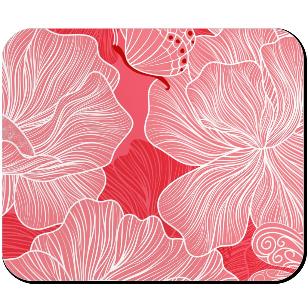 Floral & Butterflies on Scarlet Mouse Pad, Rectangle Ornament, Pink