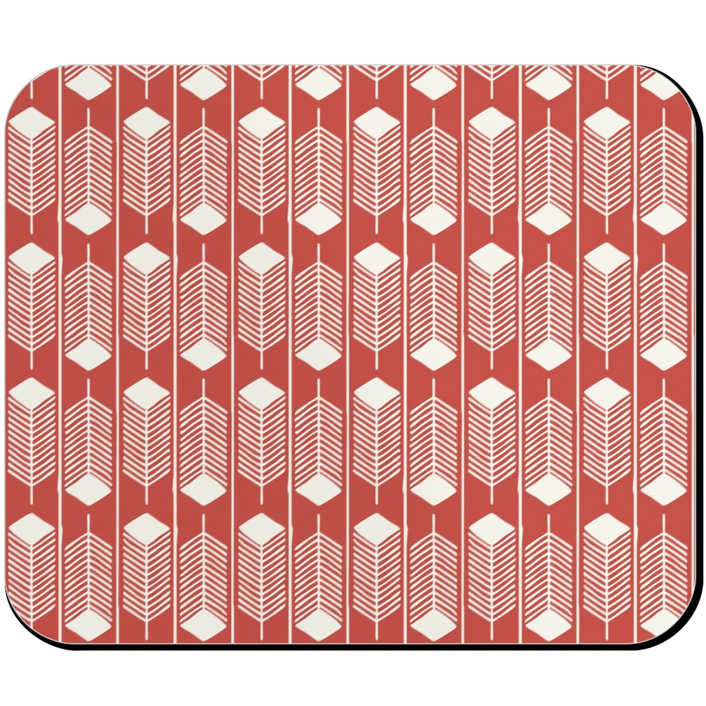 Feathers Charging - Red Mouse Pad, Rectangle, Red, Red