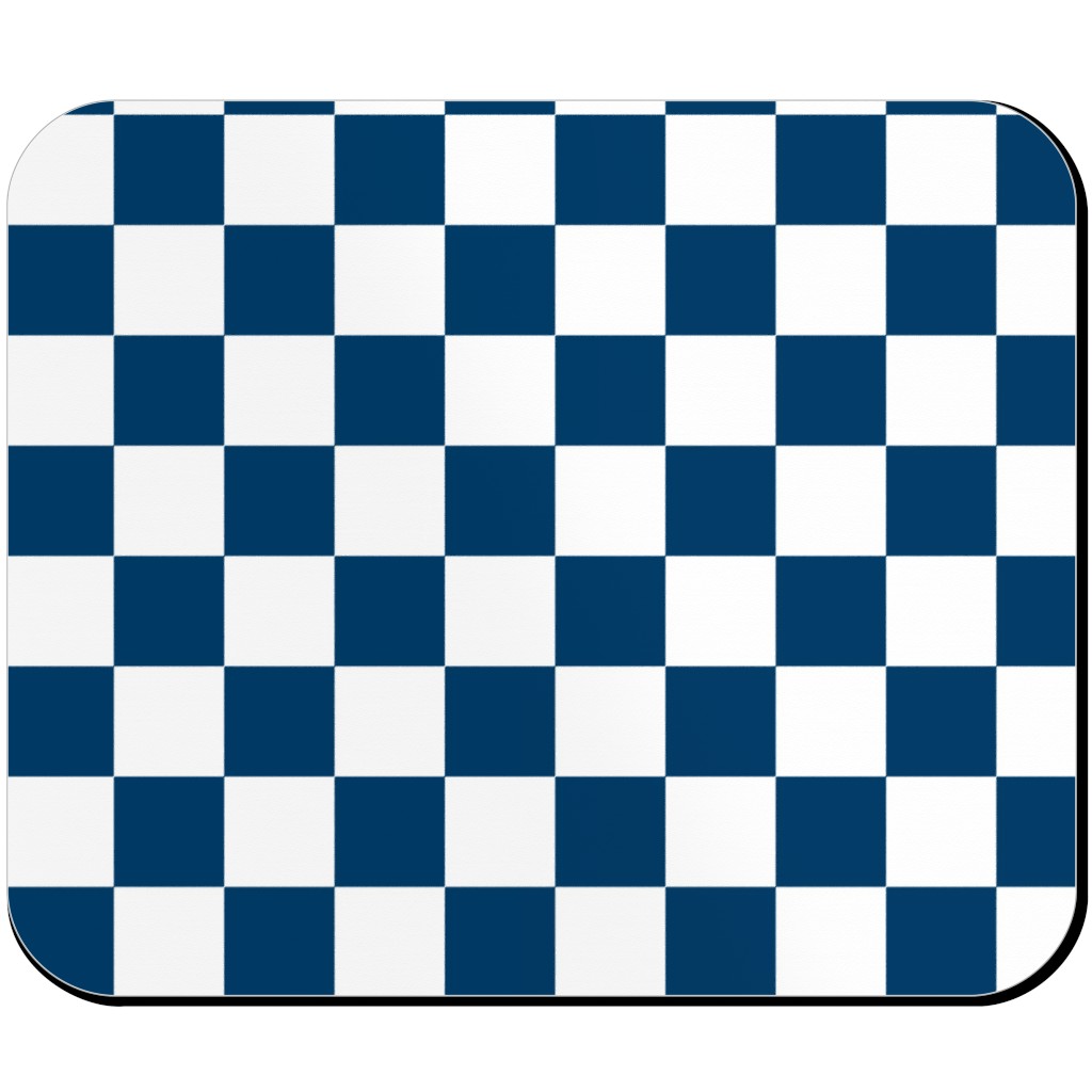 Wonderland Checkerboard - Lonely Angel Blue & White Mouse Pad, Rectangle, Blue, True Blue