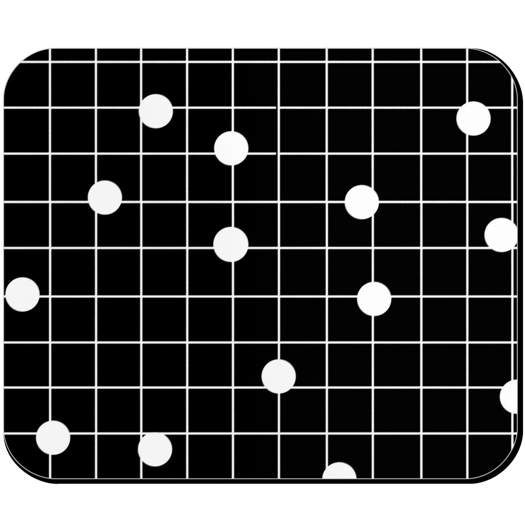 Dot Line - Black and White Mouse Pad, Rectangle Ornament, Black