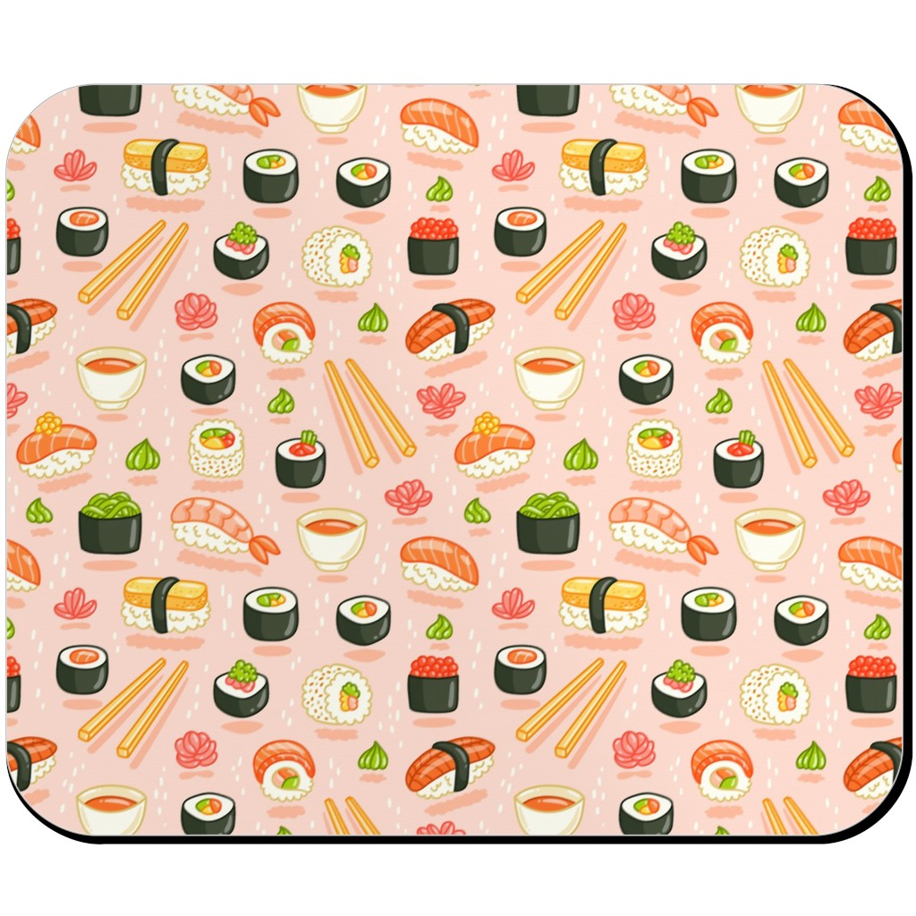 Sushi and Rolls - Pink Mouse Pad, Rectangle Ornament, Pink
