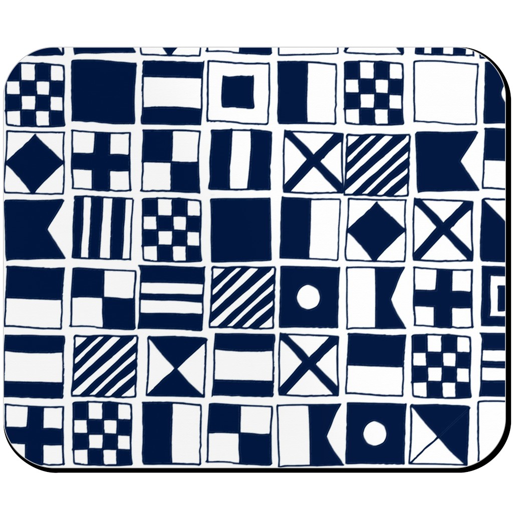 Sailing Flags - Navy Blue Mouse Pad, Rectangle, Blue, True Blue