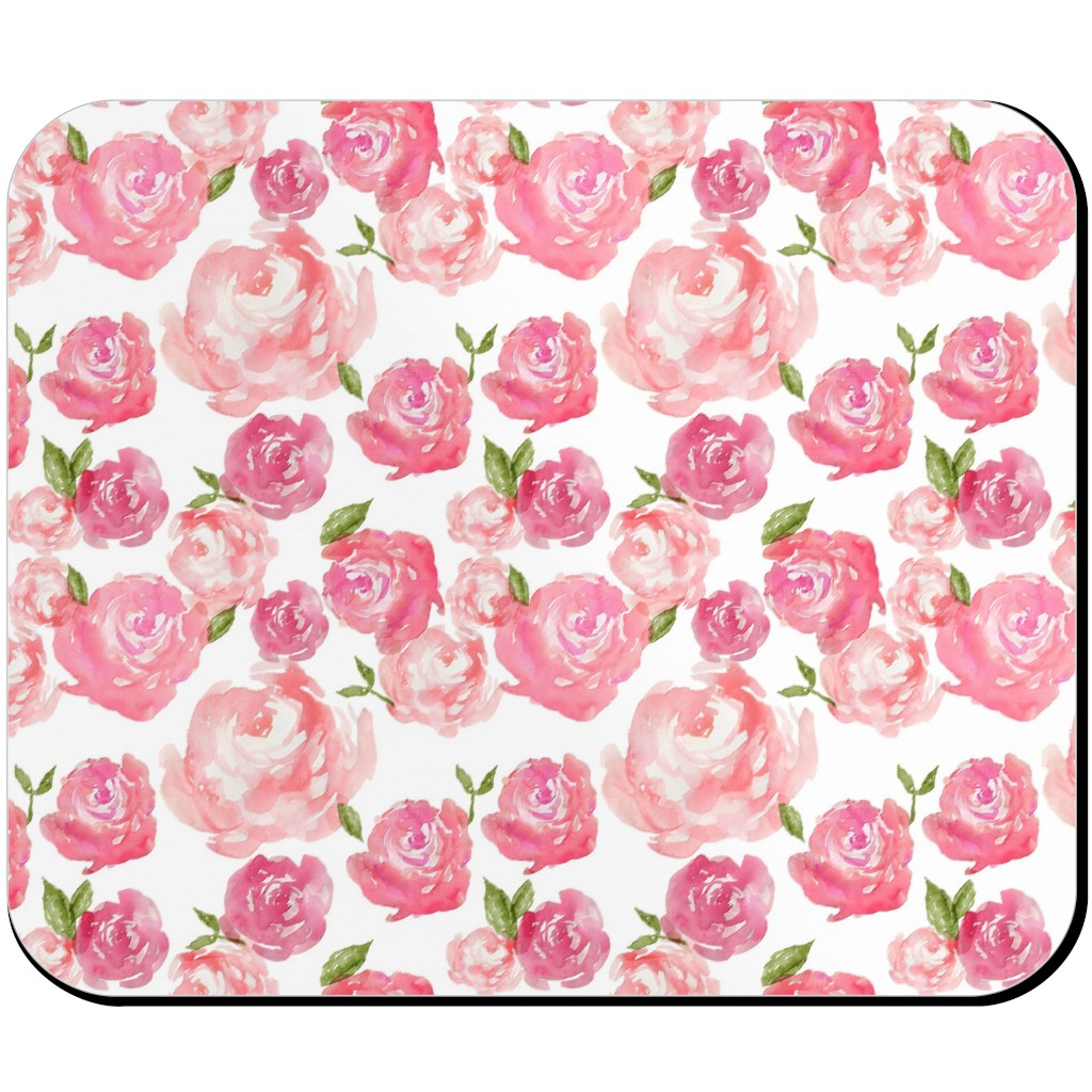 Watercolor Floral - Pink Mouse Pad, Rectangle Ornament, Pink