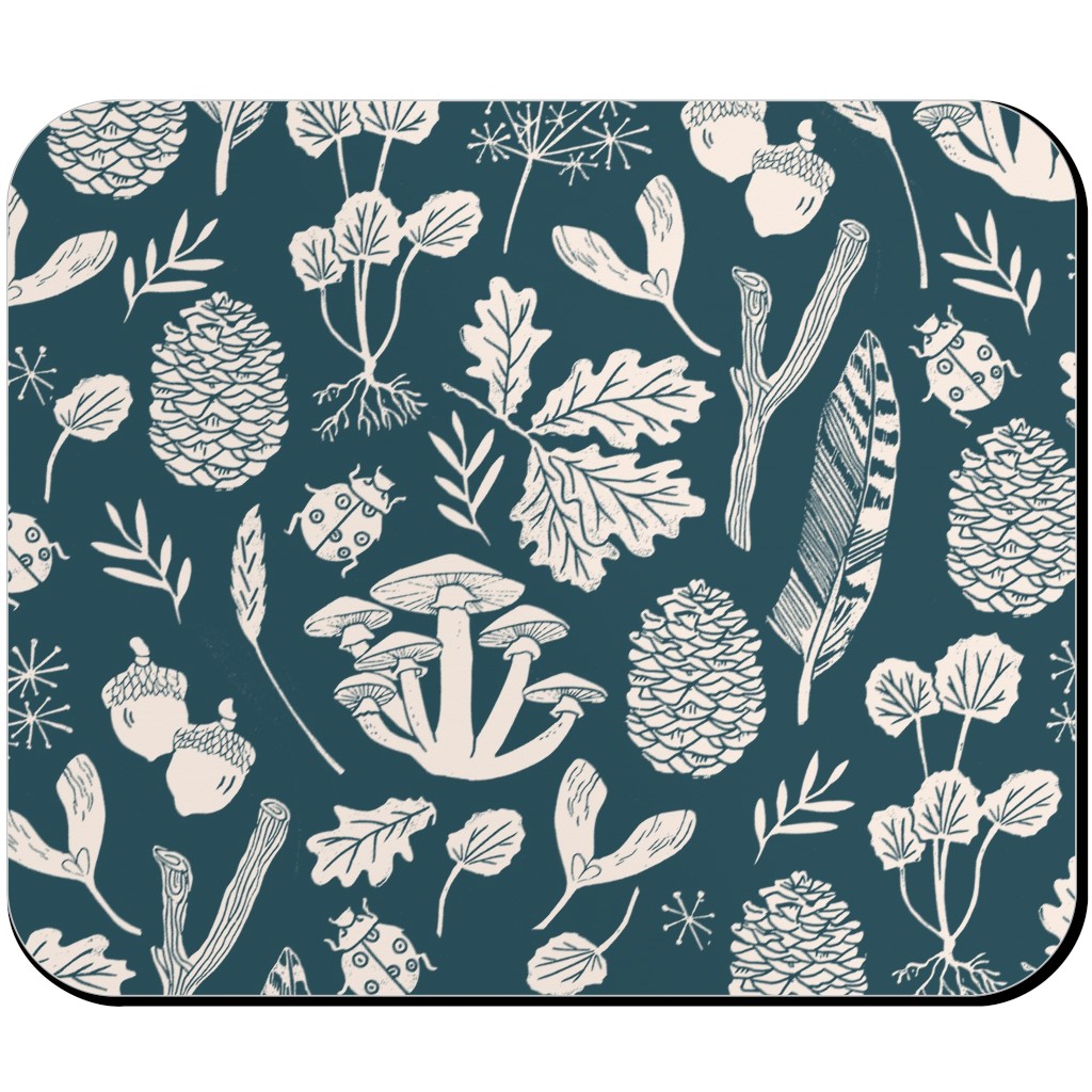 Nature Walk in Autumn - Blue and Cream Mouse Pad, Rectangle, Blue