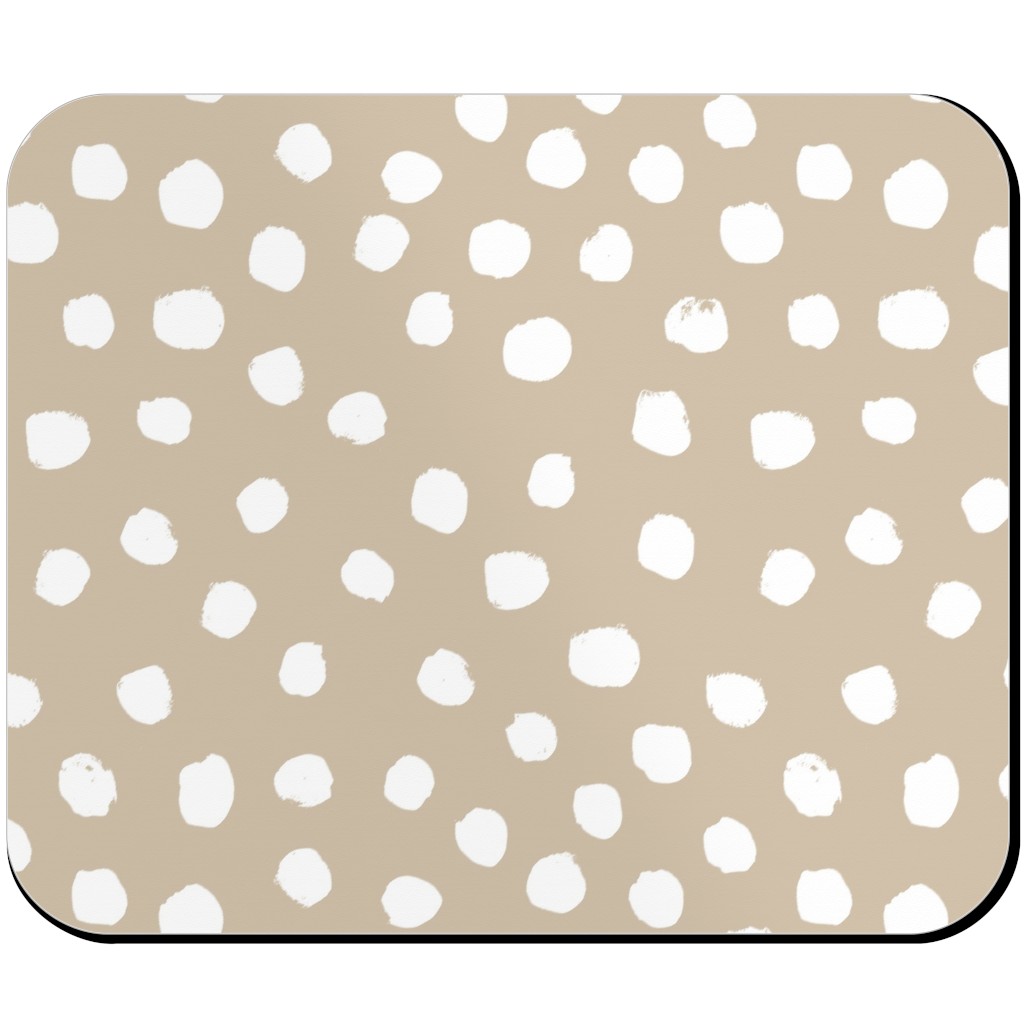 Soft Painted Dots Mouse Pad, Rectangle, Beige, Alpaca
