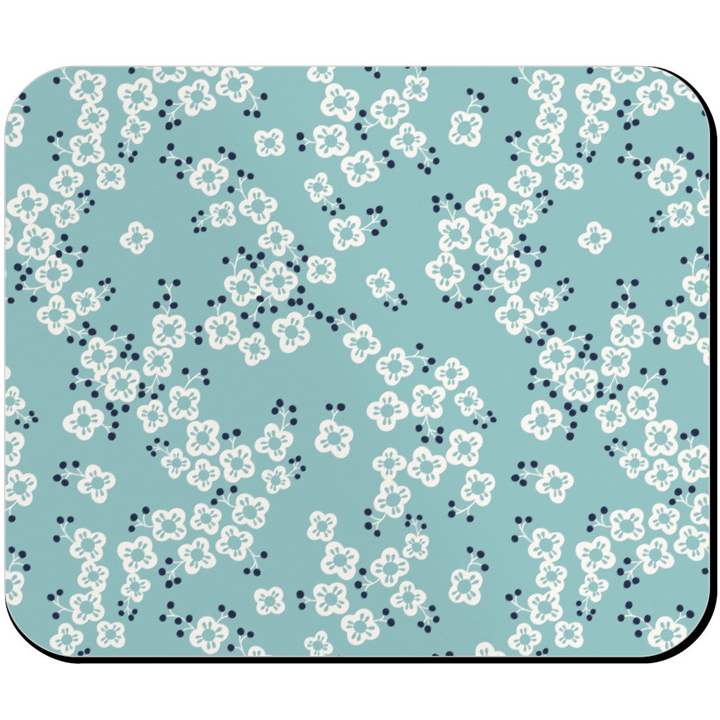 Japanese Blossom - Blue Mouse Pad, Rectangle Ornament, Blue