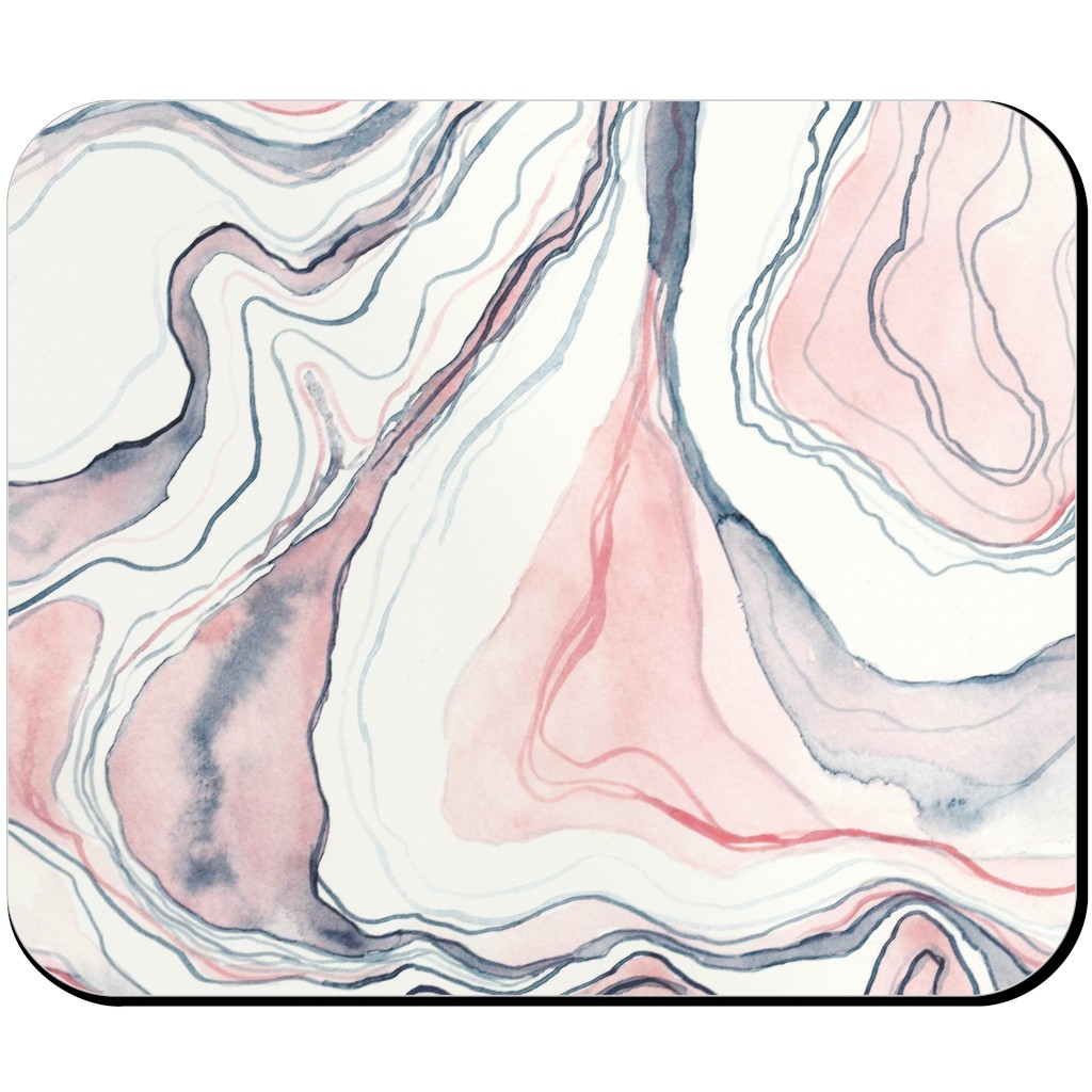 Watercolor Marble Mouse Pad, Rectangle Ornament, Pink