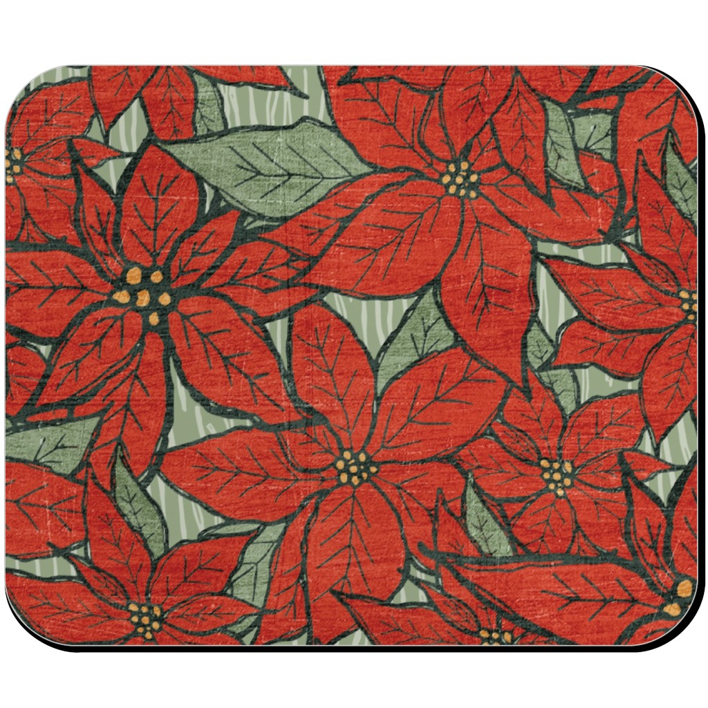 Wild Poinsettias Mouse Pad, Rectangle Ornament, Red