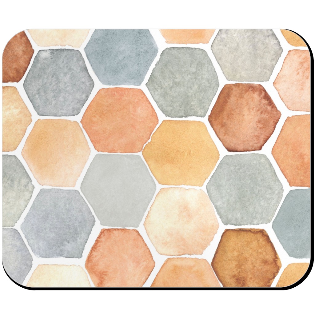 Hexagon - Warm Mouse Pad, Rectangle Ornament, Multicolor