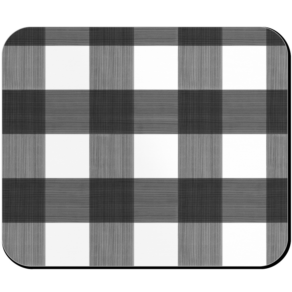 Cross Hatch Plaid Mouse Pad, Rectangle, Black, Metal