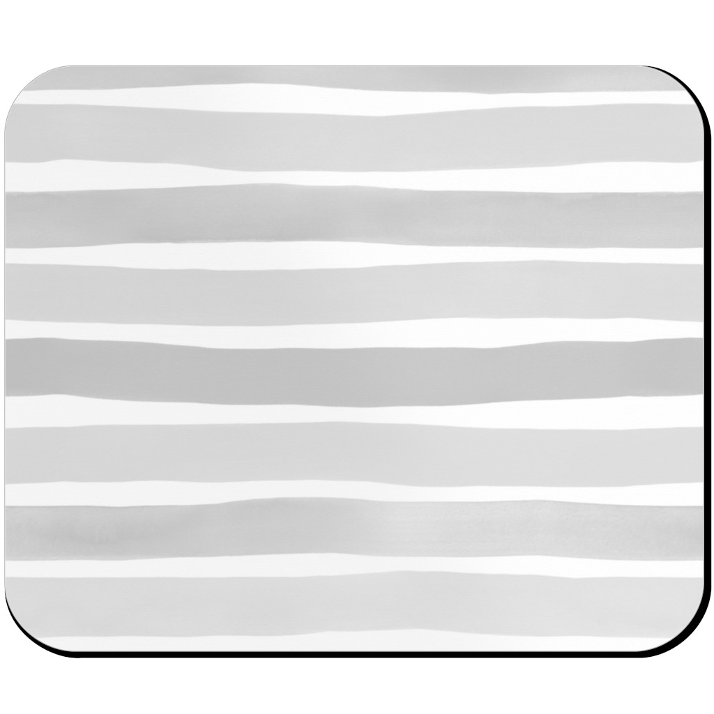 Imperfect Watercolor Stripes Mouse Pad, Rectangle, Gray