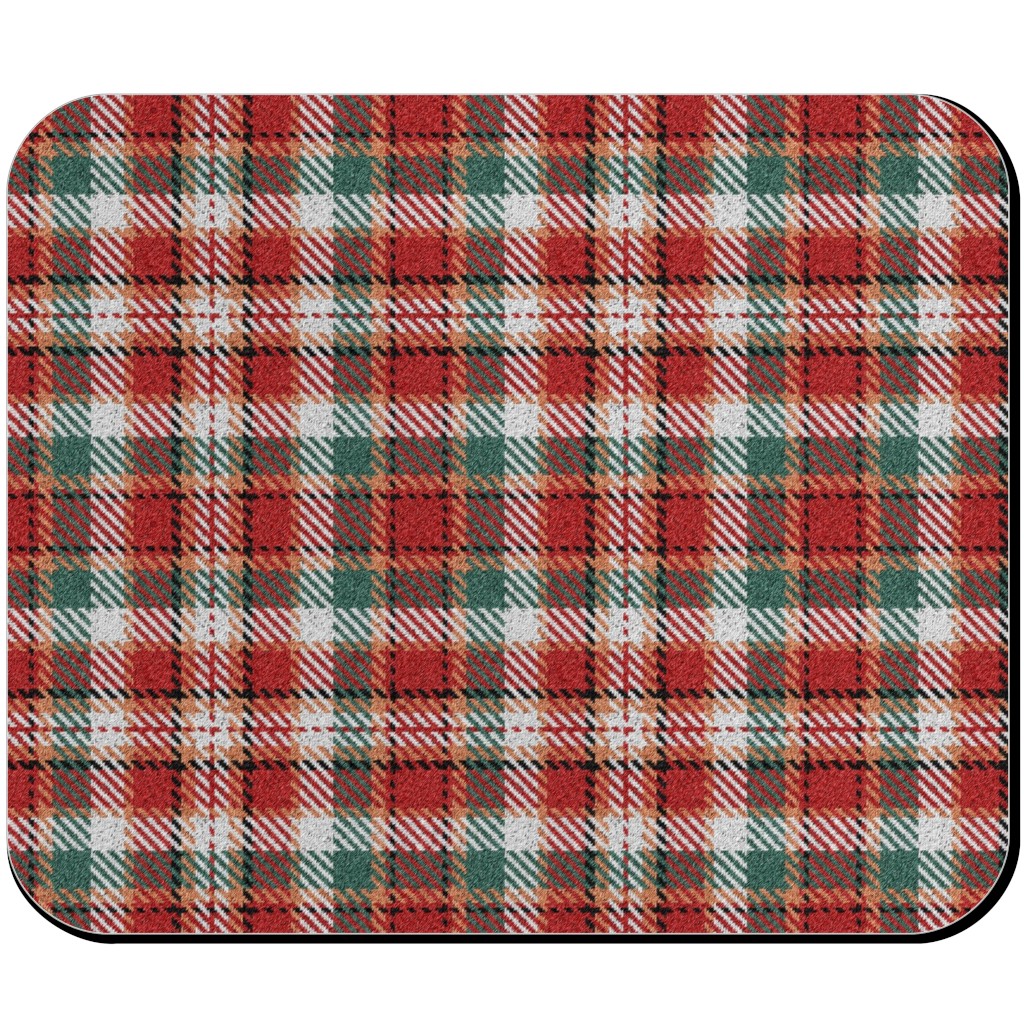 Fuzzy Look Christmas Plaid - Red and Green Mouse Pad, Rectangle Ornament, Red