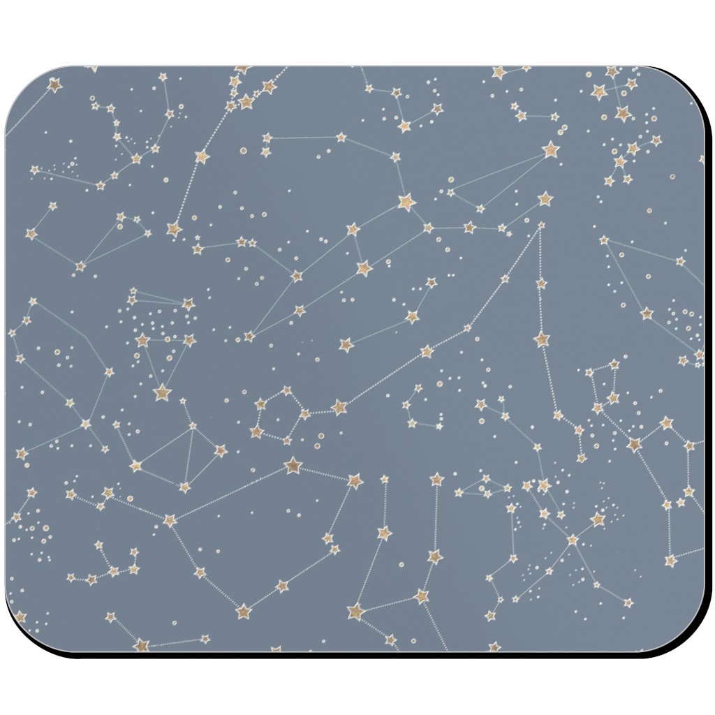 Constellations - Grey With Gold Stars Mouse Pad, Rectangle Ornament, Gray