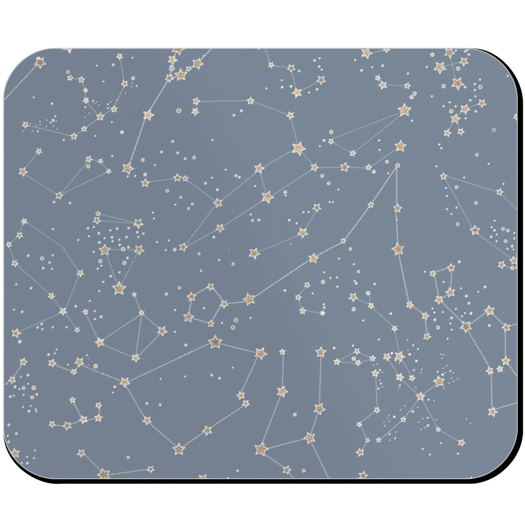 Constellations - Grey With Gold Stars Mouse Pad, Rectangle, Gray