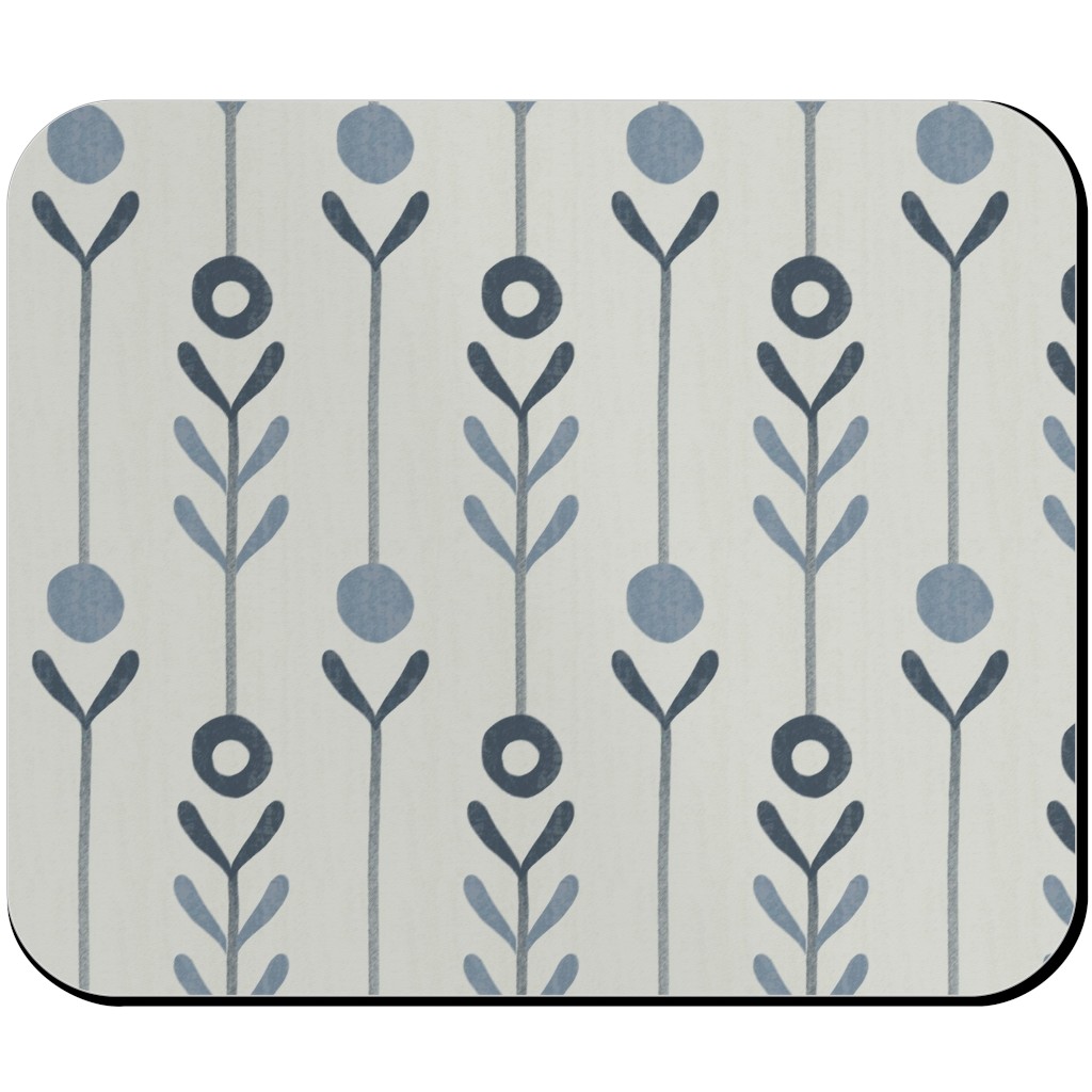 Farmhouse Flowers - Line Art Mouse Pad, Rectangle, Blue, True Blue
