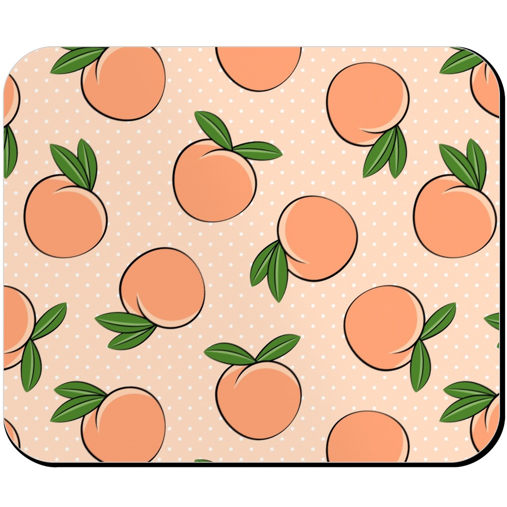 Peachy Polka Dots - Peach Mouse Pad, Rectangle Ornament, Orange