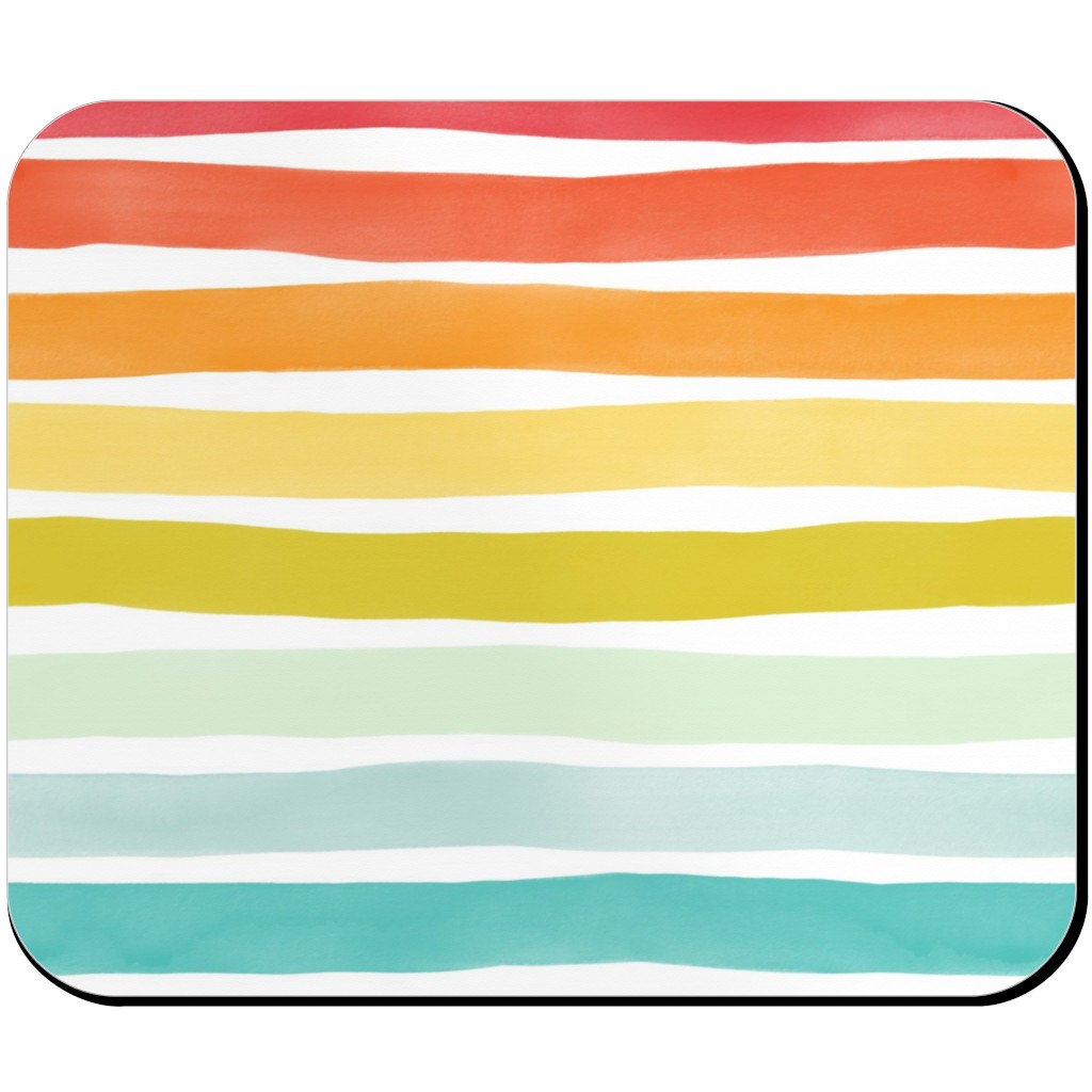 Imperfect Watercolor Stripes Mouse Pad, Rectangle Ornament, Multicolor