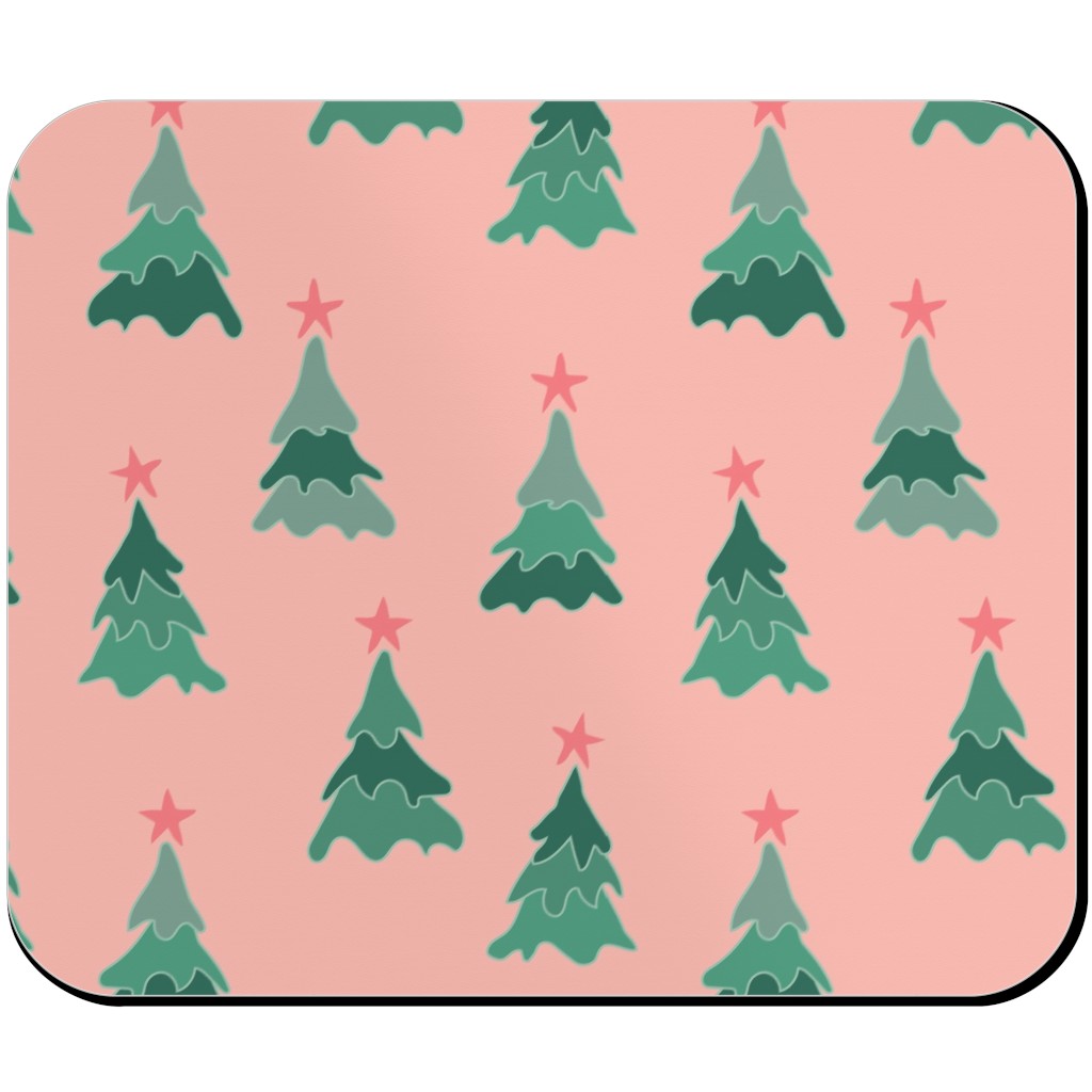 Modern Christmas Trees Mouse Pad, Rectangle Ornament, Pink