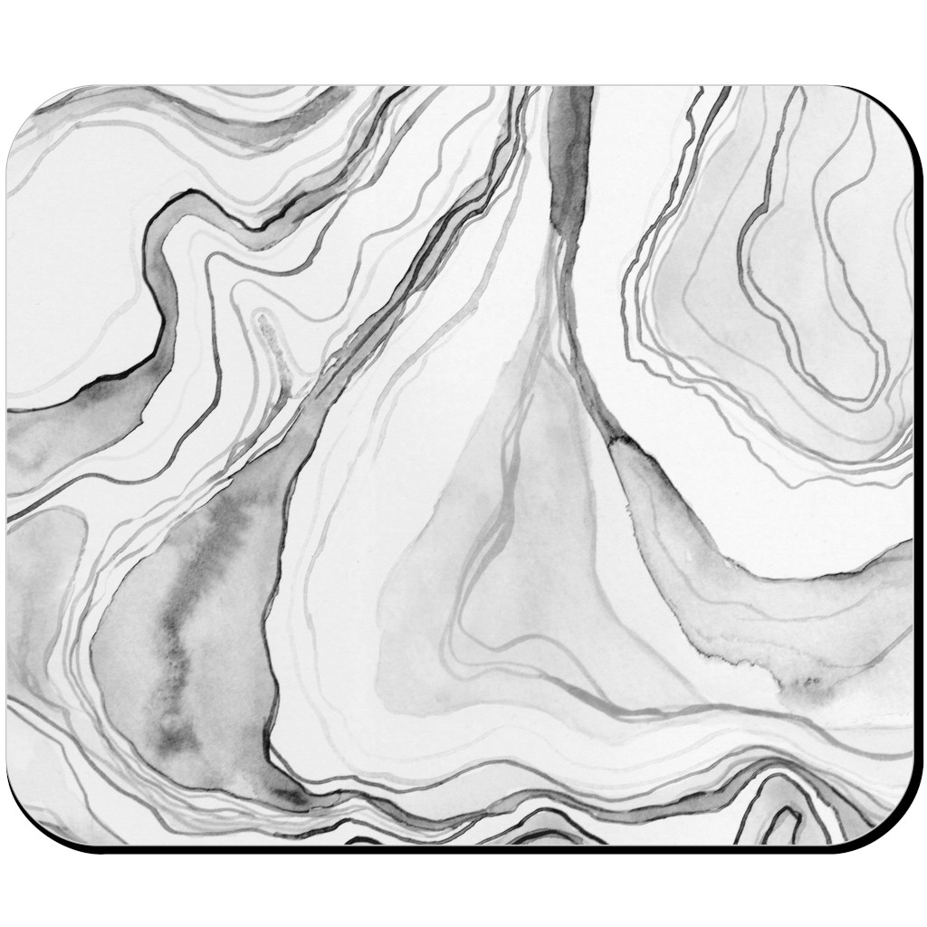 Watercolor Marble Mouse Pad, Rectangle Ornament, Gray