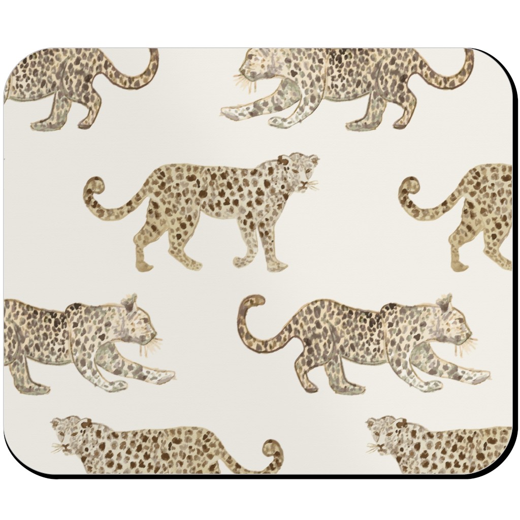 Leopard Parade Mouse Pad, Rectangle Ornament, Beige