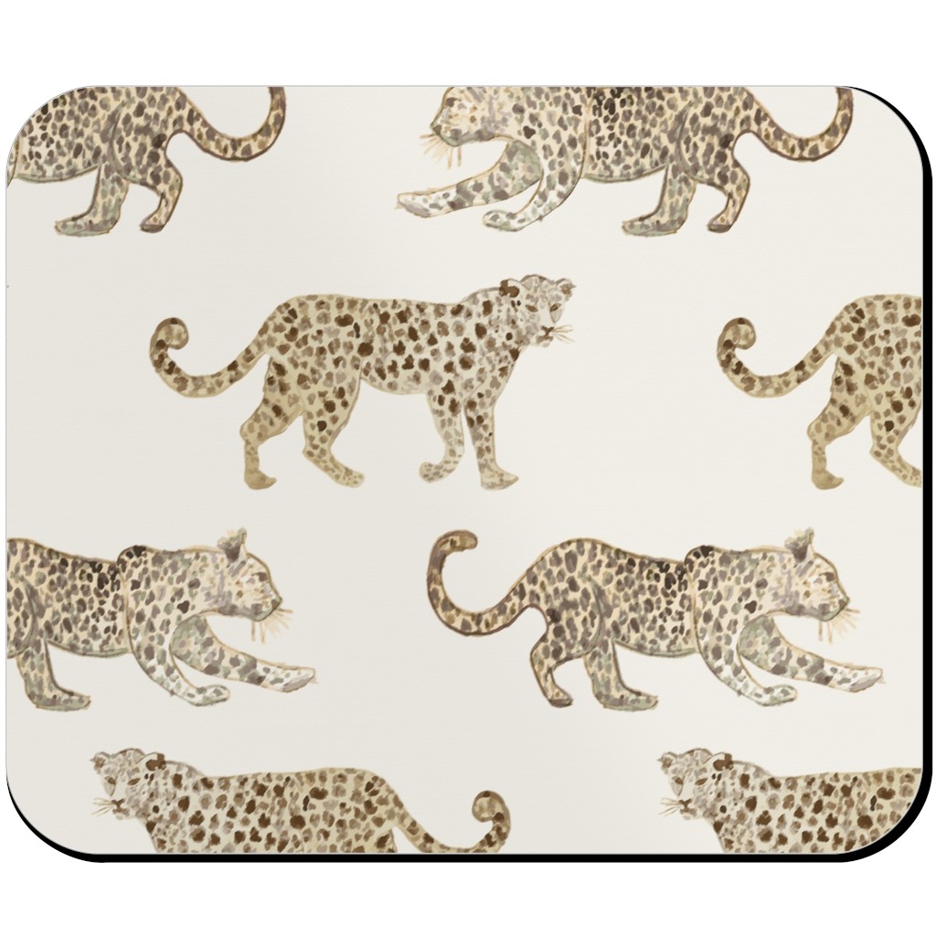 Leopard Parade Mouse Pad, Rectangle, Beige