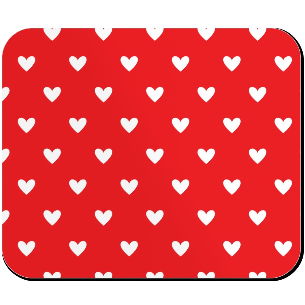 Love Hearts - Red Mouse Pad, Rectangle Ornament, Red