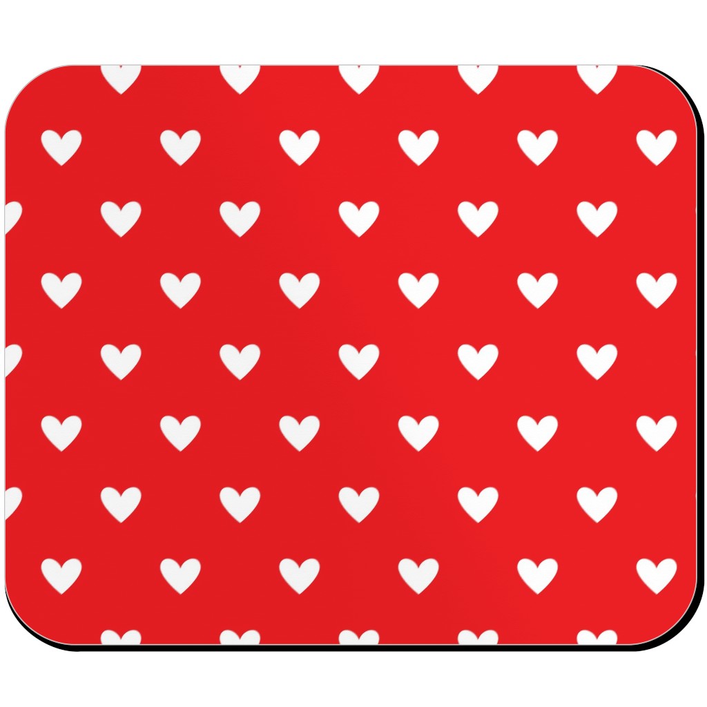 Love Hearts - Red Mouse Pad, Rectangle, Red, Red
