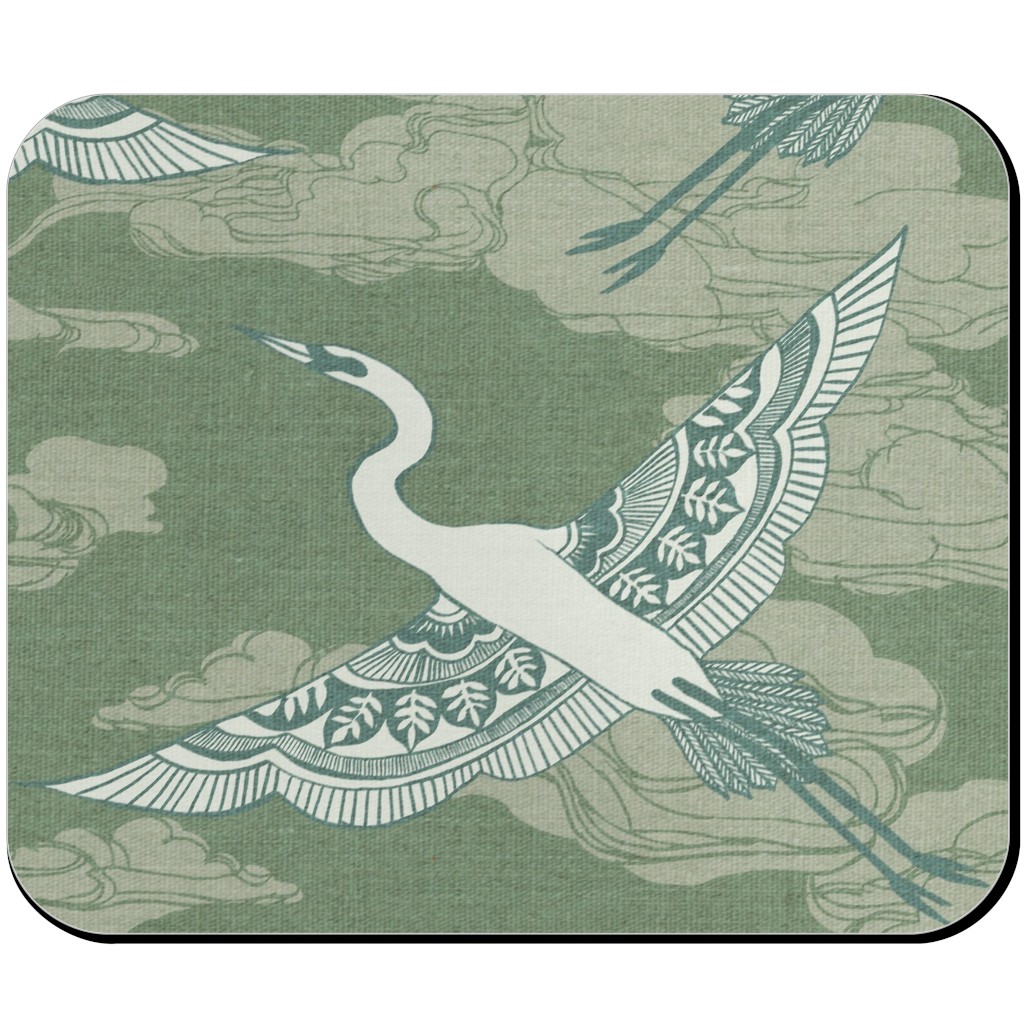 Egrets - Green Mouse Pad, Rectangle, Green, Classic Green