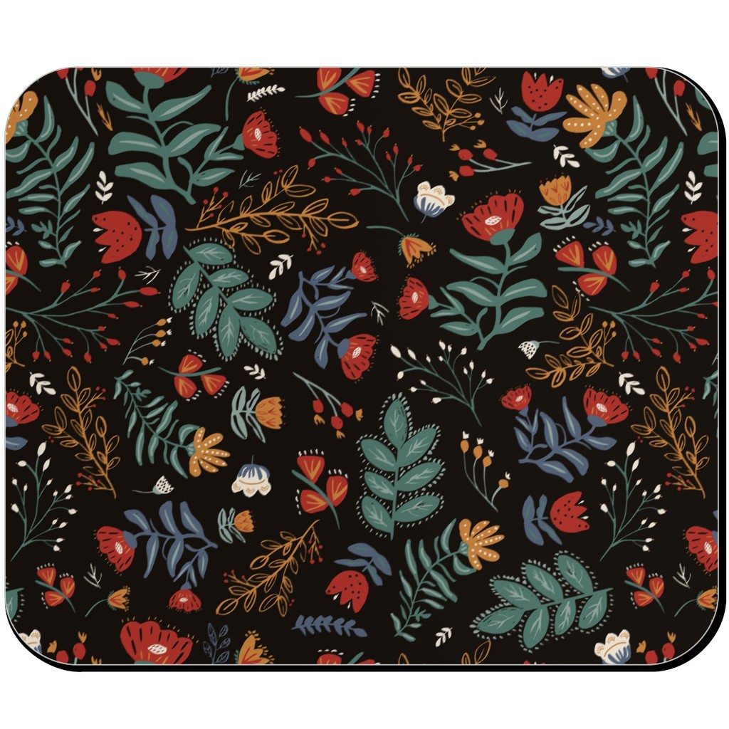 Midnight Garden Mouse Pad, Rectangle Ornament, Black