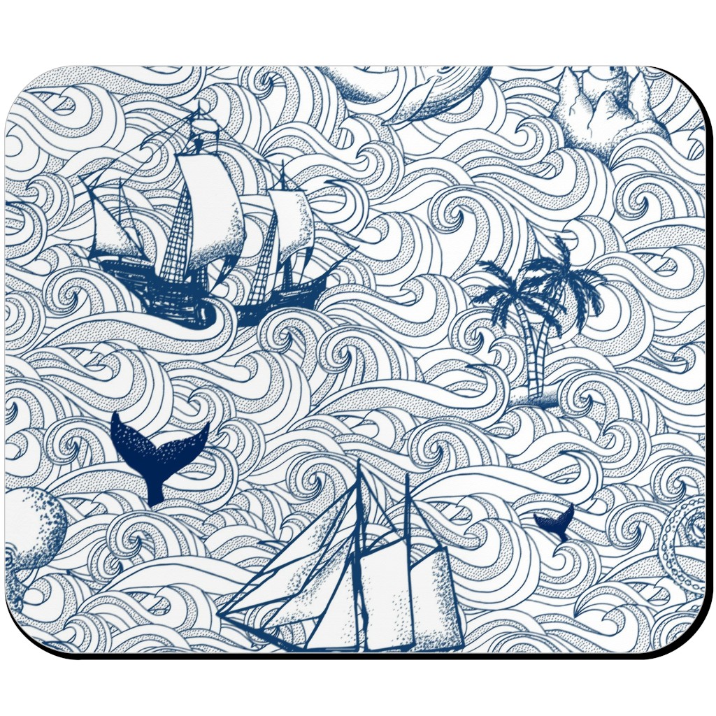 Vintage Nautical Journey Mouse Pad, Rectangle, Blue