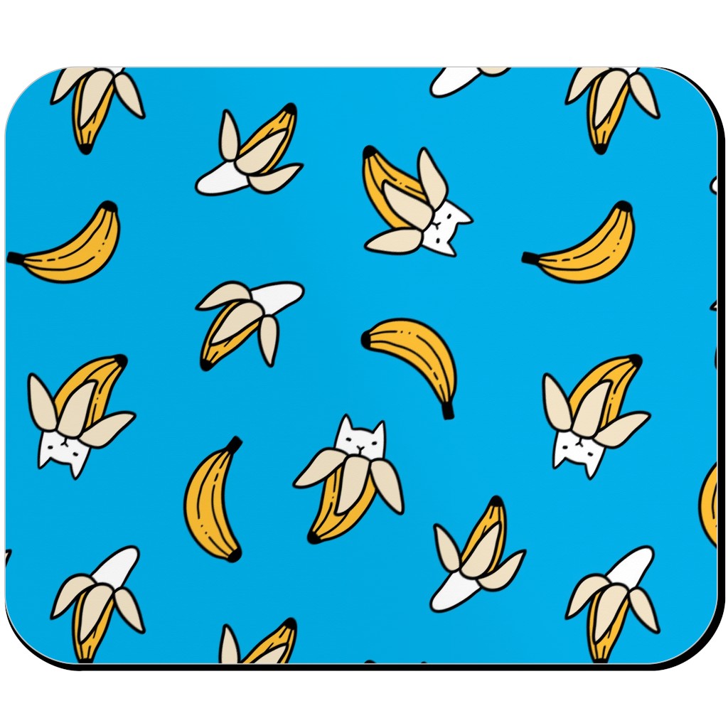 Funny Yummy Banana Cats - Blue Mouse Pad, Rectangle Ornament, Blue