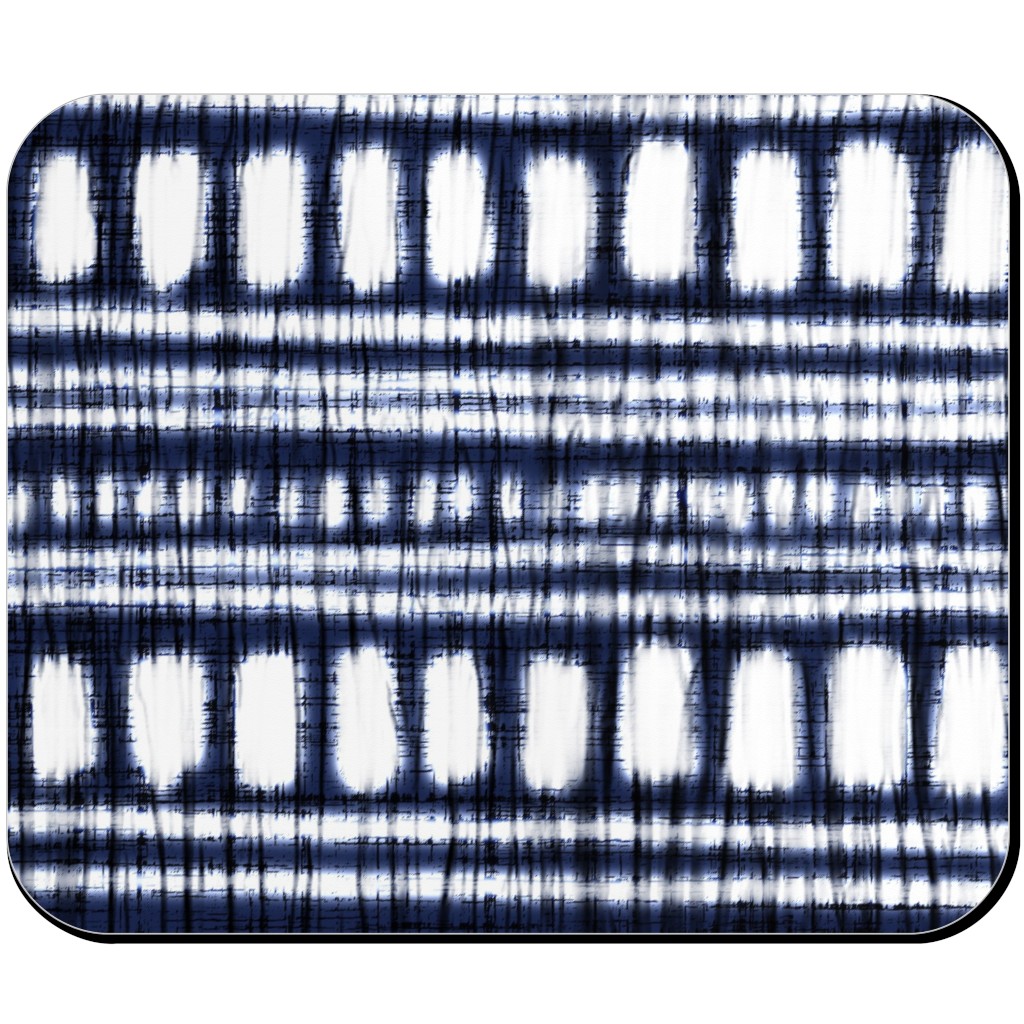 Shibori - Organic and Loose Lines and Dots Mouse Pad, Rectangle Ornament, Blue