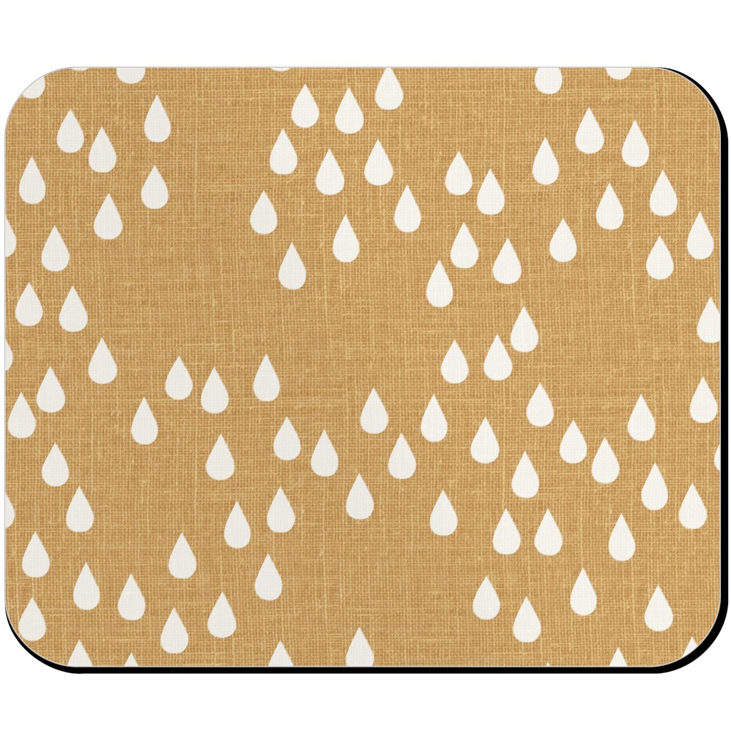 Scattered Rain Drops - Mustard Yellow Mouse Pad, Rectangle Ornament, Yellow