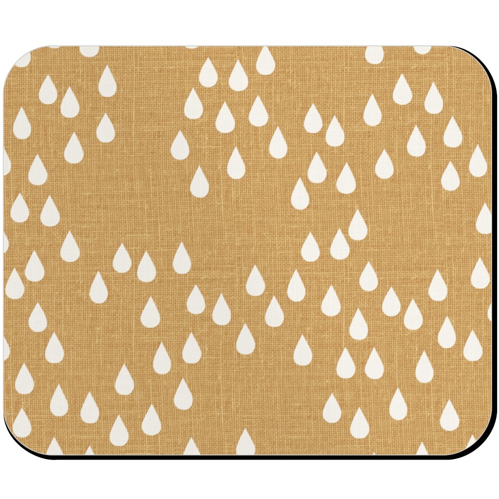 Scattered Rain Drops - Mustard Yellow Mouse Pad, Rectangle, Yellow