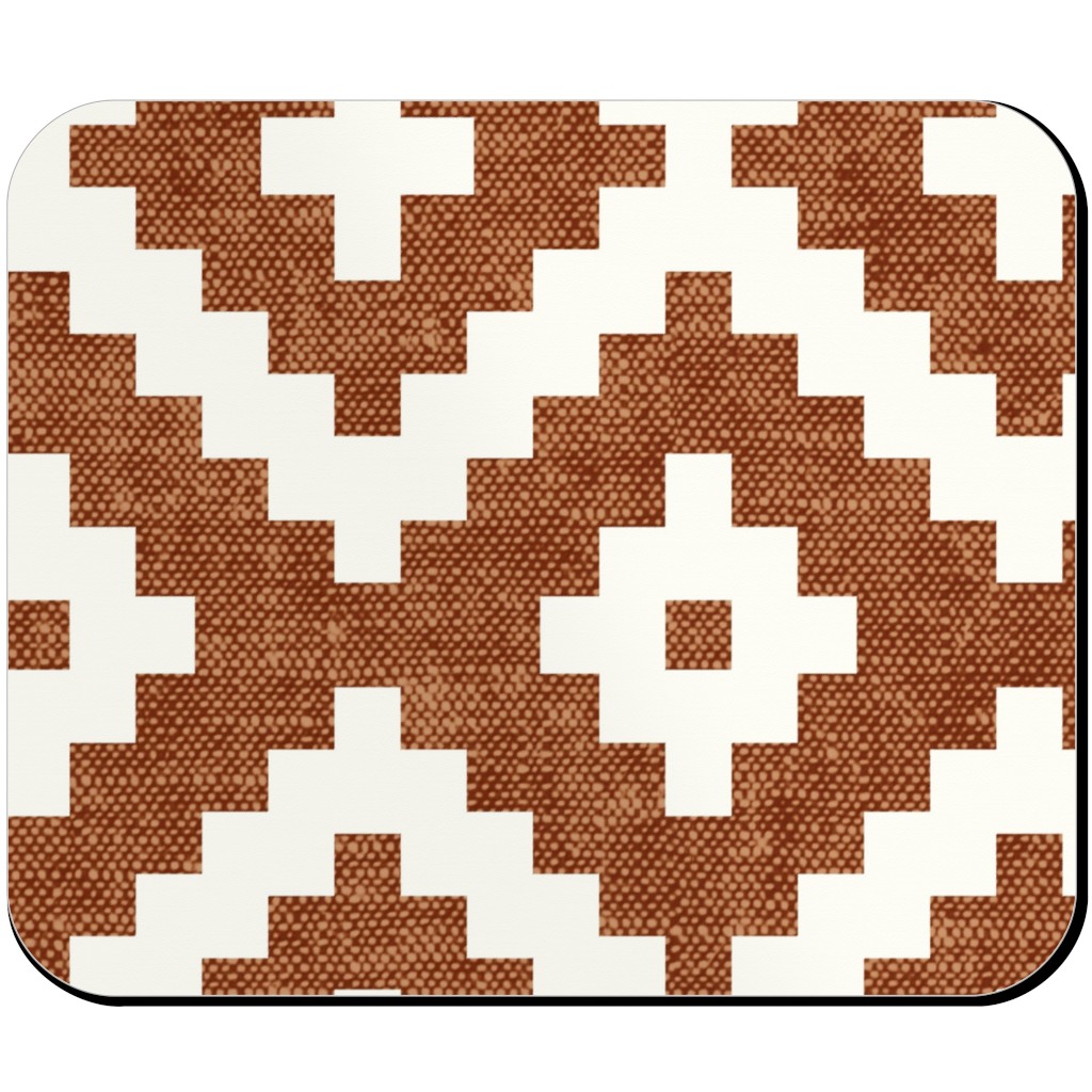 Geometric Woven Aztec - Ginger Mouse Pad, Rectangle, Brown, Brown