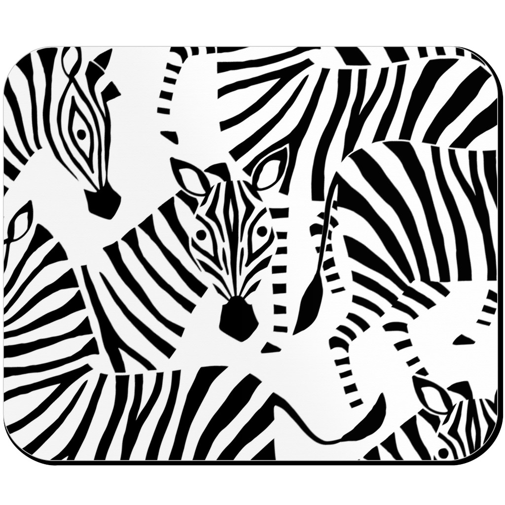 Zebras - Black & White Mouse Pad, Rectangle Ornament, Black