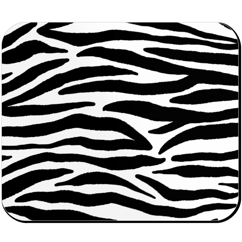 Zebra Print - Black and White Mouse Pad, Rectangle Ornament, Black
