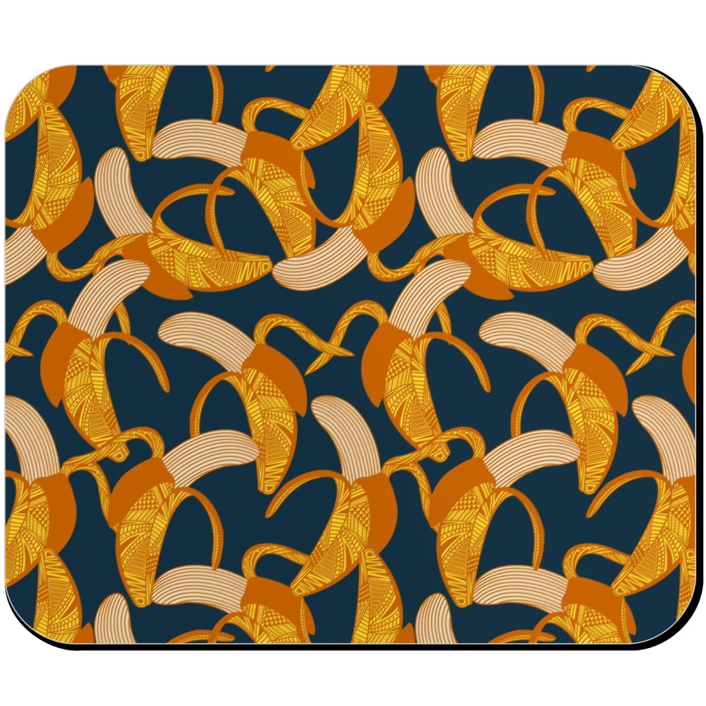 Peeled Banana - Yellow on Navy Mouse Pad, Rectangle, Yellow, Classic Yellow