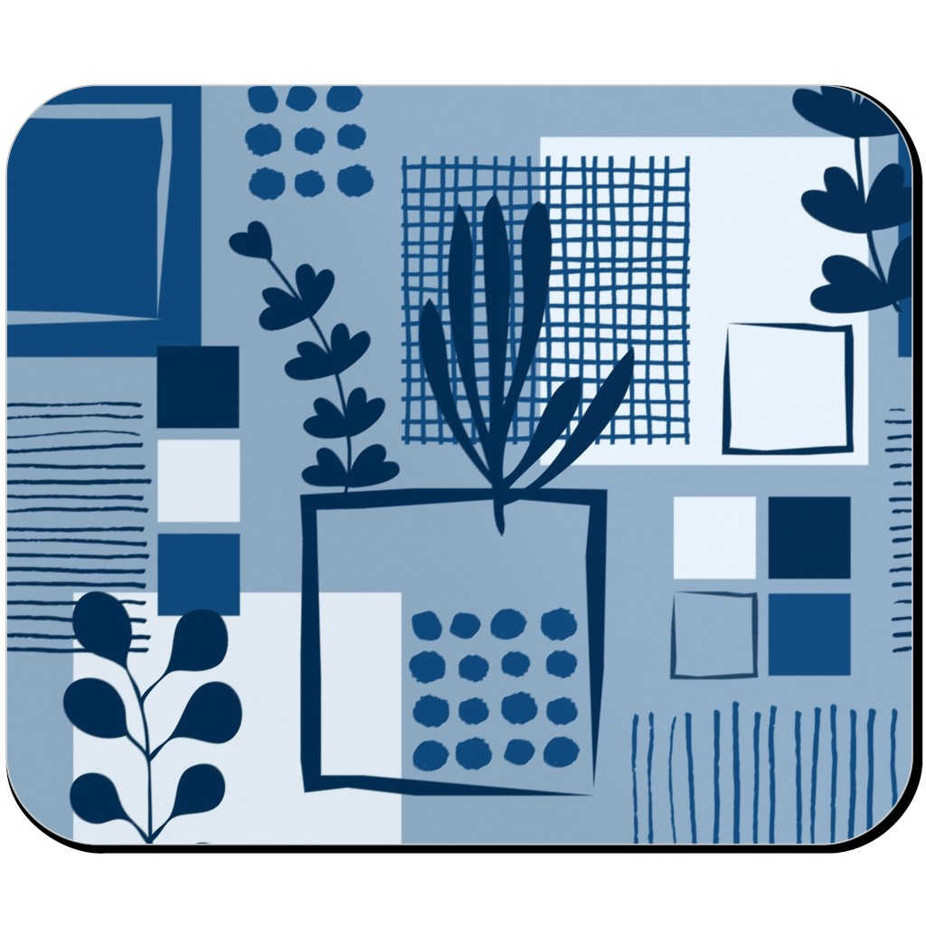 Squared Sea - Blue Mouse Pad, Rectangle, Blue, True Blue