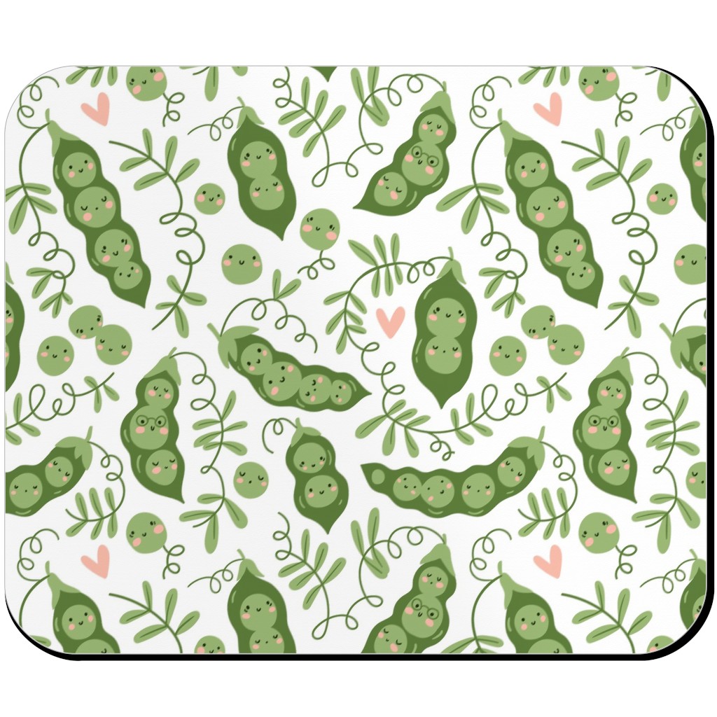 Cute Peas - Green Mouse Pad, Rectangle, Green, Classic Green