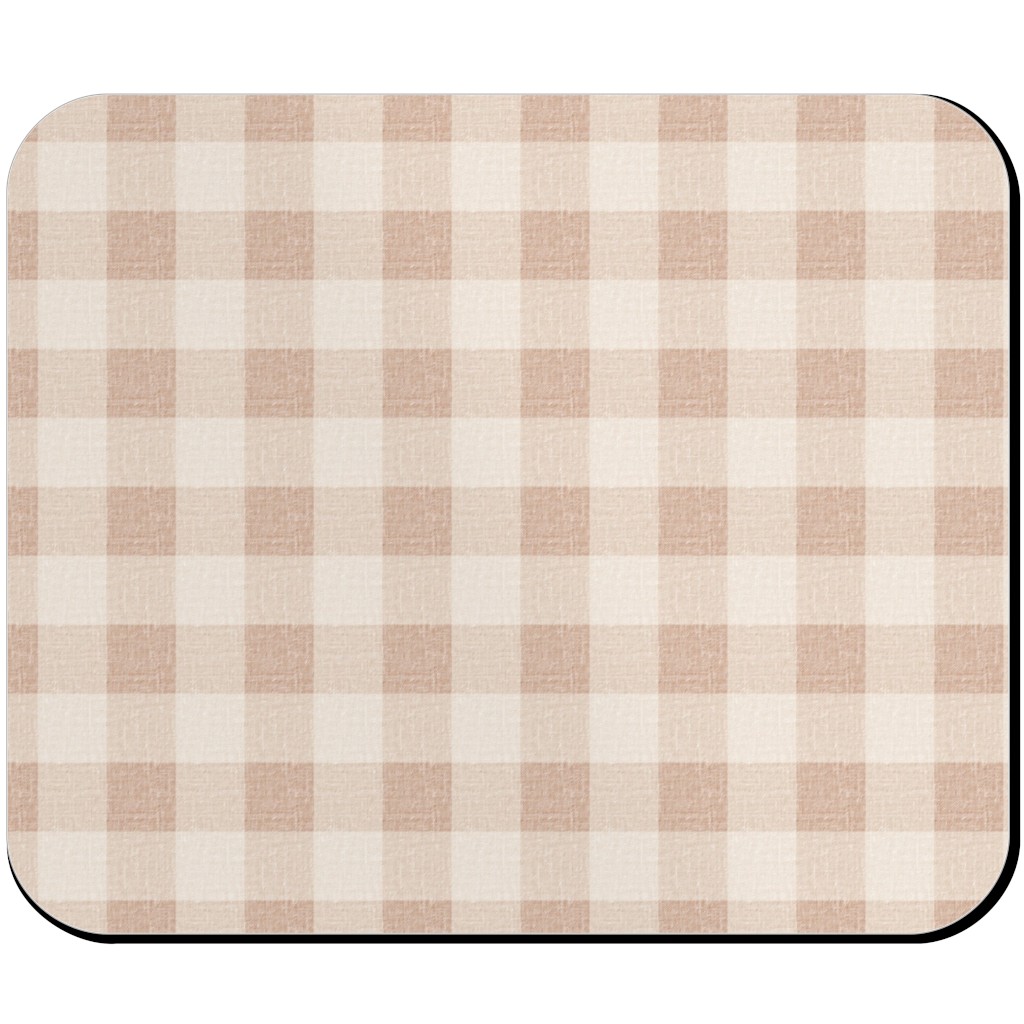 Gingham in Dusty Blush Pinks Mouse Pad, Rectangle, Pink, Bright Pink