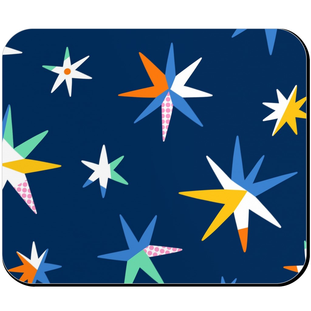 Modern Starry Sky - Blue Mouse Pad, Rectangle, Blue, True Blue
