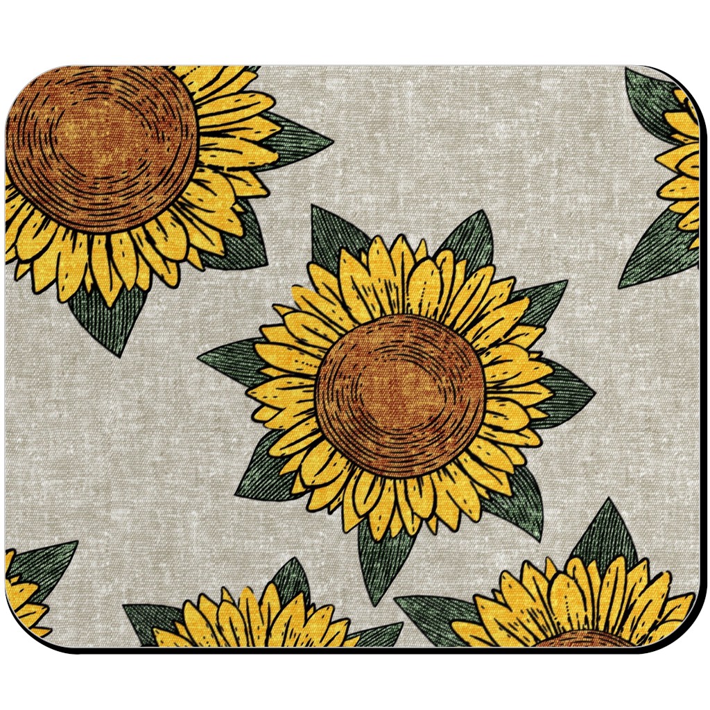 Sunflowers - Summer Flowers - Beige Mouse Pad, Rectangle Ornament, Orange