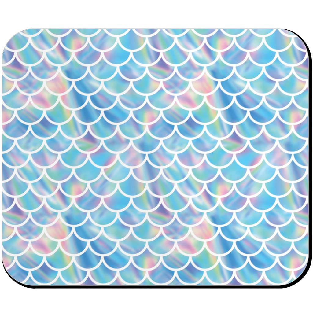 Mermaid Scales - Blue Mouse Pad, Rectangle, Blue, True Blue
