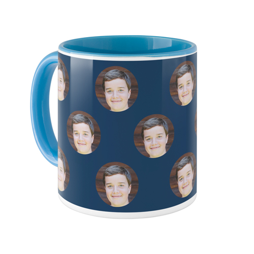 Floating Faces Mug, Light Blue, , 11oz, Blue, navy