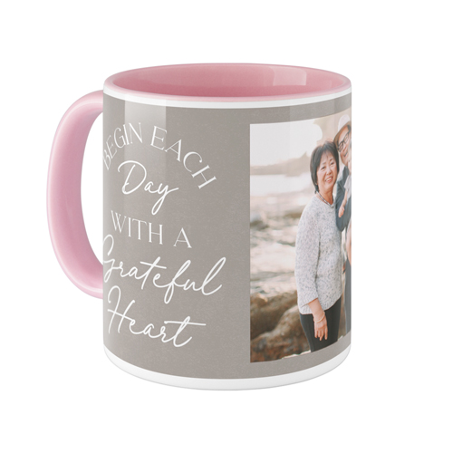Begin Each Day Mug, Pink, , 11oz, Brown, taupe