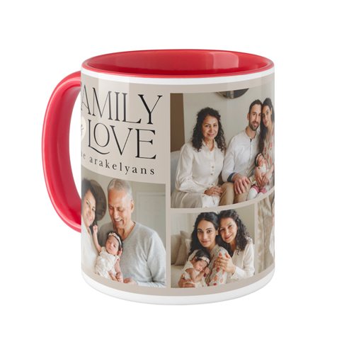 Family Is Love Mug, Red, , 11oz, Brown, taupe
