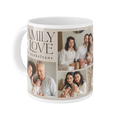 Family Is Love Mug, White, , 11oz, Brown, taupe