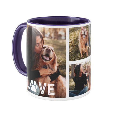 Love Pawprint Mug, Blue,  , 11oz, White