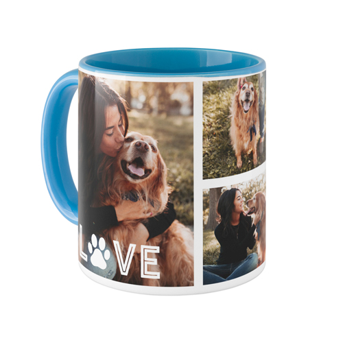 Love Pawprint Mug, Light Blue,  , 11oz, White